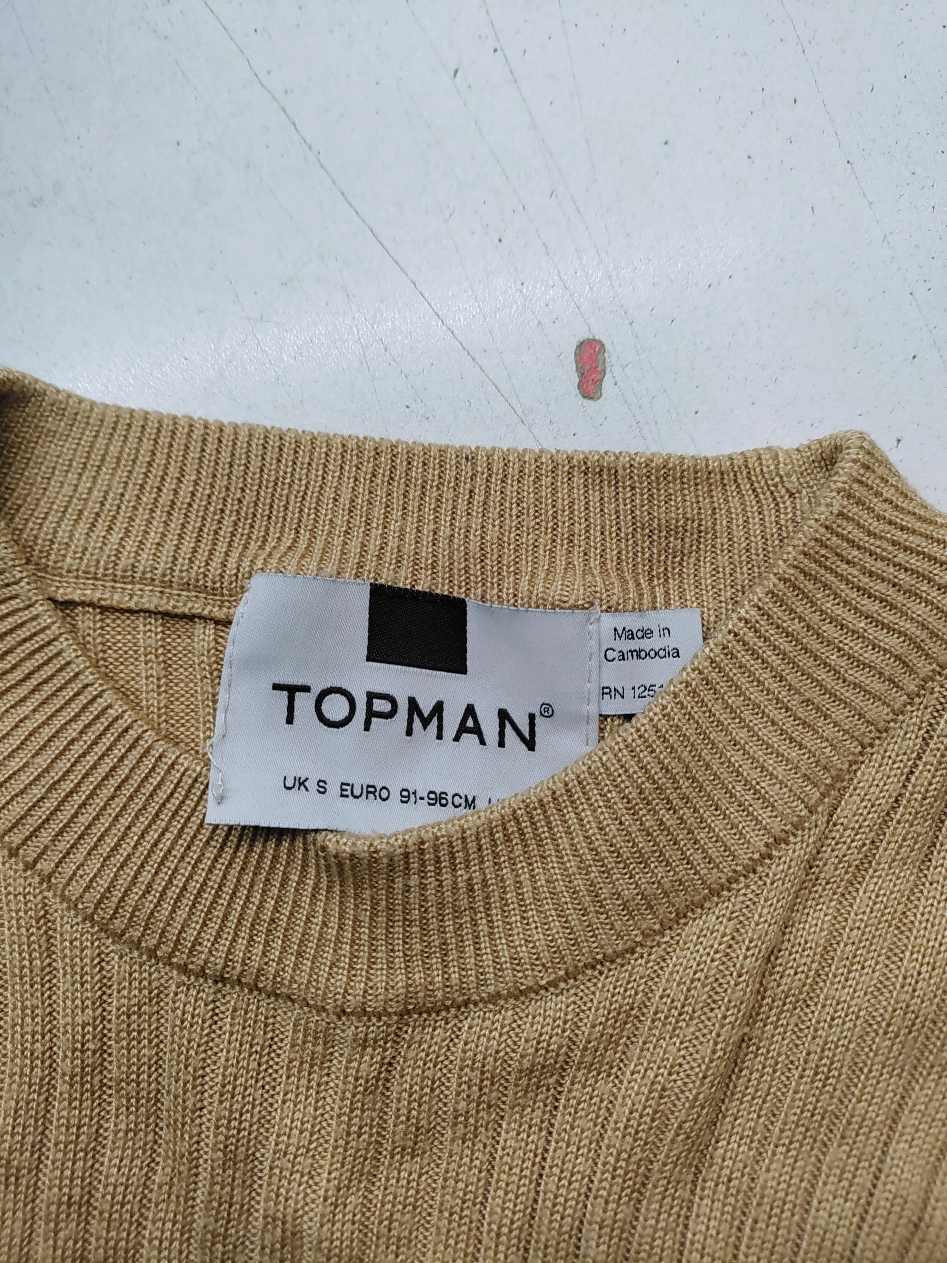 Topman Men's T-Shirt S Tan 100% Cotton Basic - Image 6